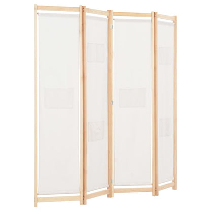 Divisorio a 4 Pannelli Crema 160x170x4 cm in Tessuto - homemem39