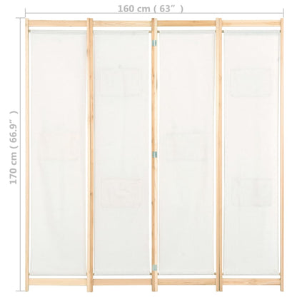 Divisorio a 4 Pannelli Crema 160x170x4 cm in Tessuto - homemem39