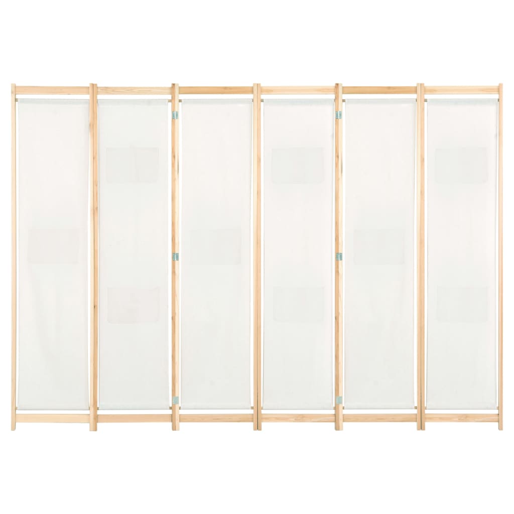 Divisorio a 6 Pannelli 240x170x4 cm in Tessuto Crema - homemem39