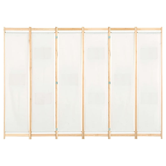 Divisorio a 6 Pannelli 240x170x4 cm in Tessuto Crema - homemem39