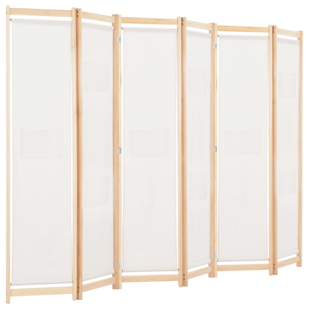 Divisorio a 6 Pannelli 240x170x4 cm in Tessuto Crema - homemem39