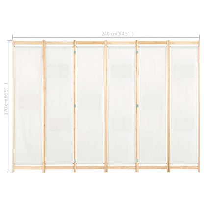 Divisorio a 6 Pannelli 240x170x4 cm in Tessuto Crema - homemem39