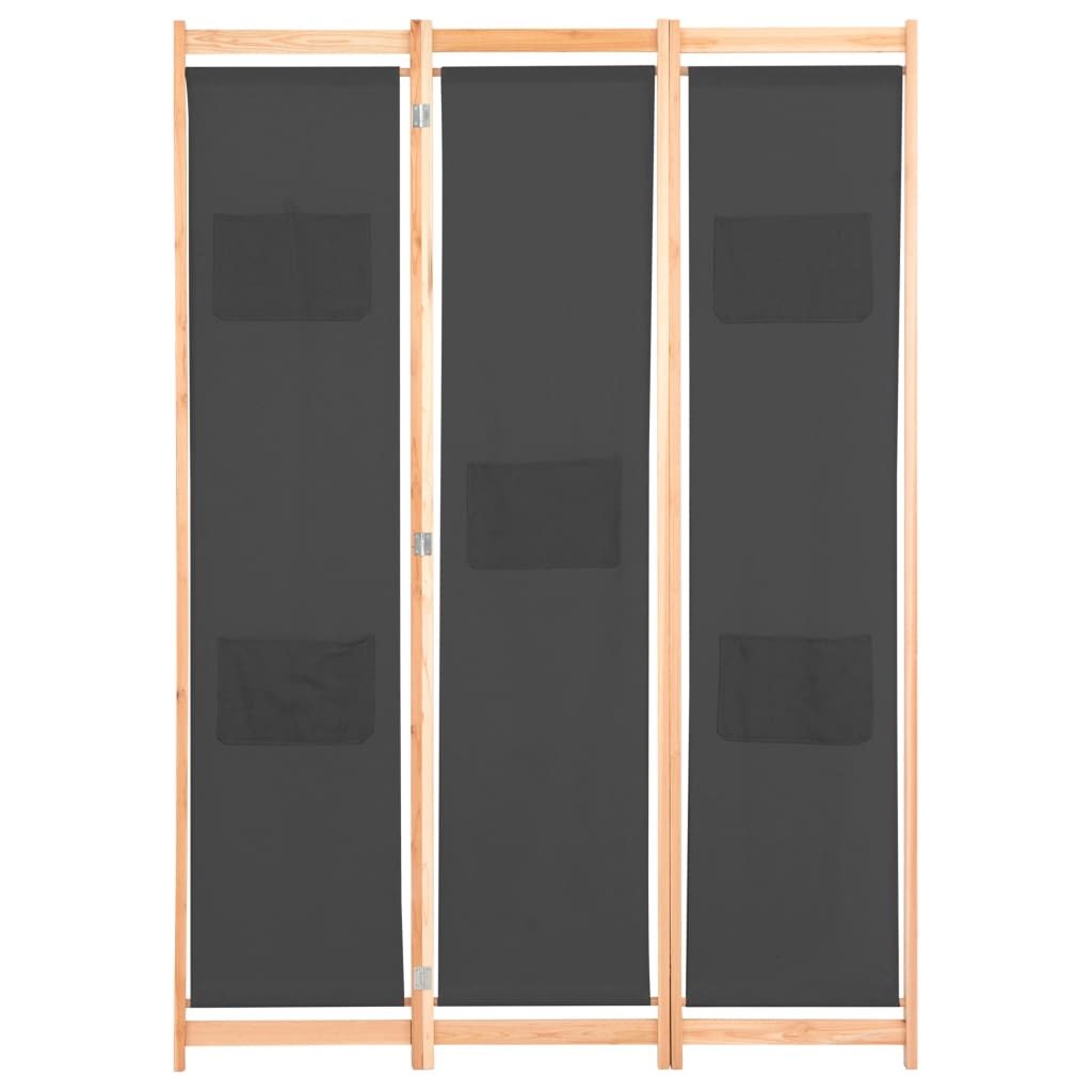 Divisorio a 3 Pannelli Grigio 120x170x4 cm in Tessuto - homemem39