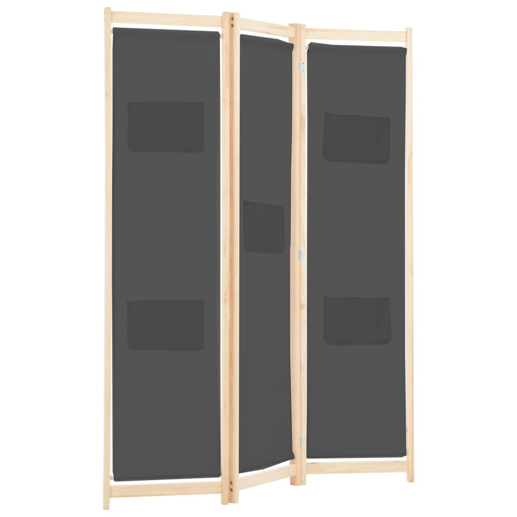 Divisorio a 3 Pannelli Grigio 120x170x4 cm in Tessuto | homemem39