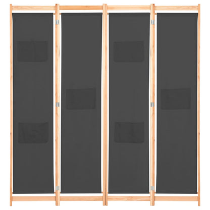 Divisorio a 4 Pannelli Grigio 160x170x4 cm in Tessuto - homemem39