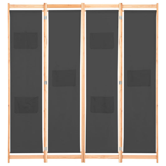Divisorio a 4 Pannelli Grigio 160x170x4 cm in Tessuto - homemem39
