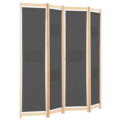 Divisorio a 4 Pannelli Grigio 160x170x4 cm in Tessuto - homemem39