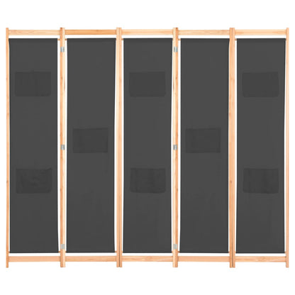 Divisorio a 5 Pannelli Grigio 200x170x4 cm in Tessuto - homemem39
