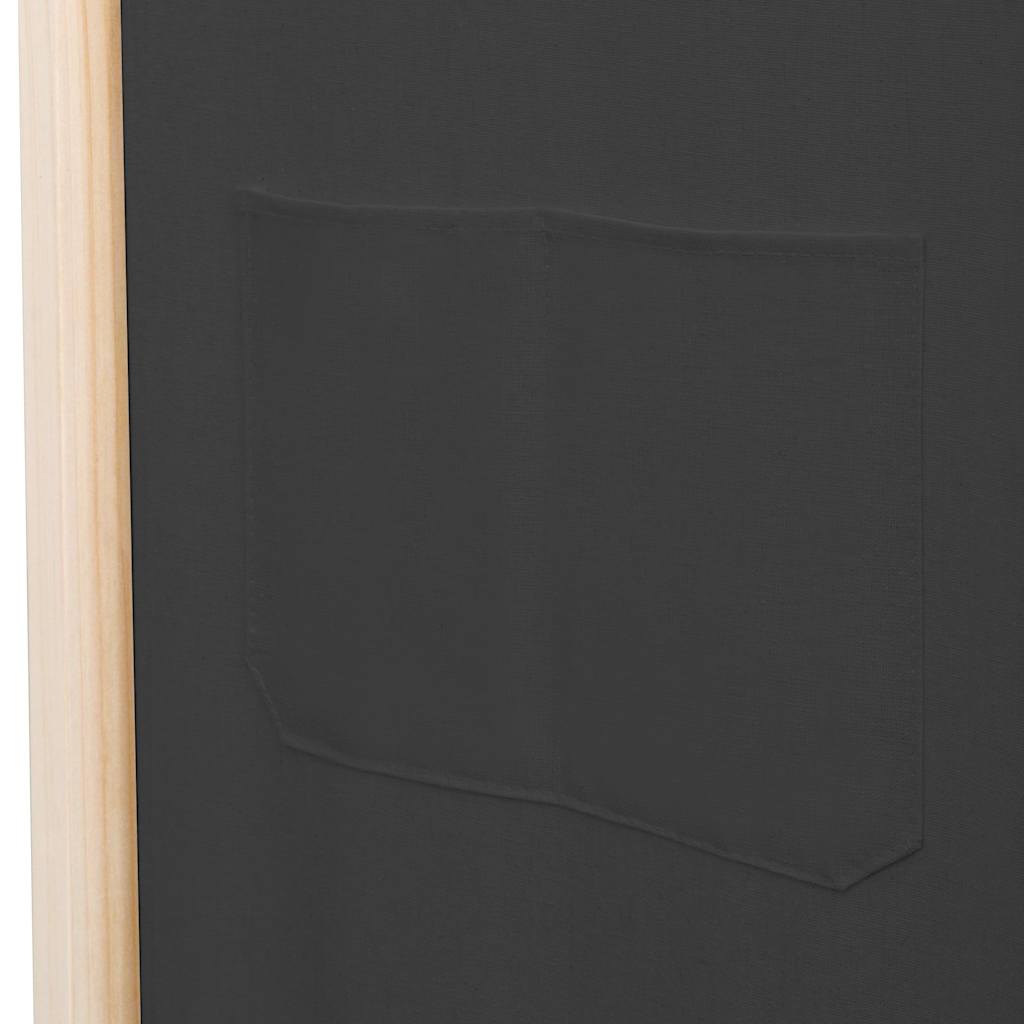Divisorio a 5 Pannelli Grigio 200x170x4 cm in Tessuto