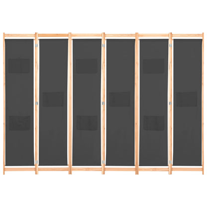 Divisorio a 6 Pannelli Grigio 240x170x4 cm in Tessuto - homemem39