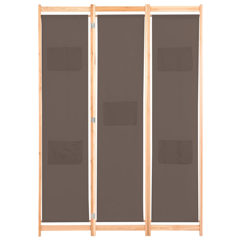 Divisorio a 3 Pannelli Marrone 120x170x4 cm in Tessuto - homemem39