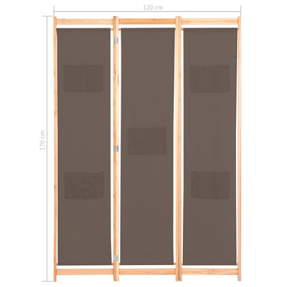 Divisorio a 3 Pannelli Marrone 120x170x4 cm in Tessuto - homemem39