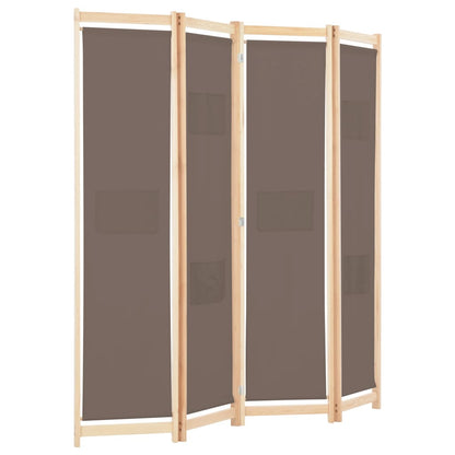 Divisorio a 4 Pannelli Marrone 160x170x4 cm in Tessuto - homemem39