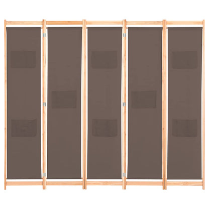Divisorio a 5 Pannelli Marrone 200x170x4 cm in Tessuto | homemem39