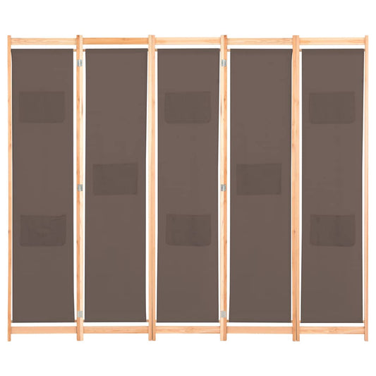 Divisorio a 5 Pannelli Marrone 200x170x4 cm in Tessuto | homemem39