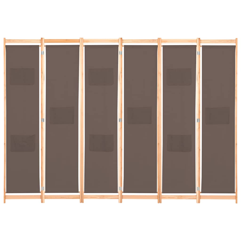 Divisorio a 6 Pannelli Marrone 240x170x4 cm in Tessuto | homemem39
