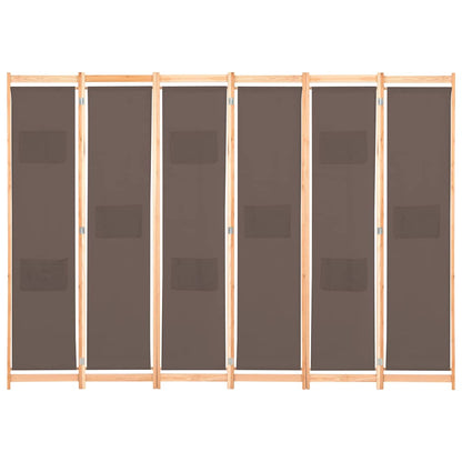Divisorio a 6 Pannelli Marrone 240x170x4 cm in Tessuto