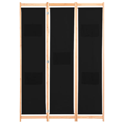 Divisorio a 3 Pannelli Nero 120x170x4 cm in Tessuto | homemem39
