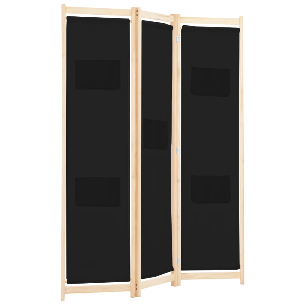 Divisorio a 3 Pannelli Nero 120x170x4 cm in Tessuto - homemem39