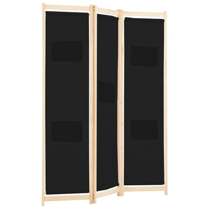 Divisorio a 3 Pannelli Nero 120x170x4 cm in Tessuto - homemem39
