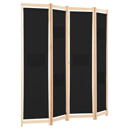 Divisorio a 4 Pannelli Nero 160x170x4 cm in Tessuto | homemem39