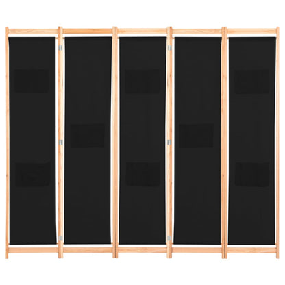 Divisorio a 5 Pannelli Nero 200x170x4 cm in Tessuto - homemem39