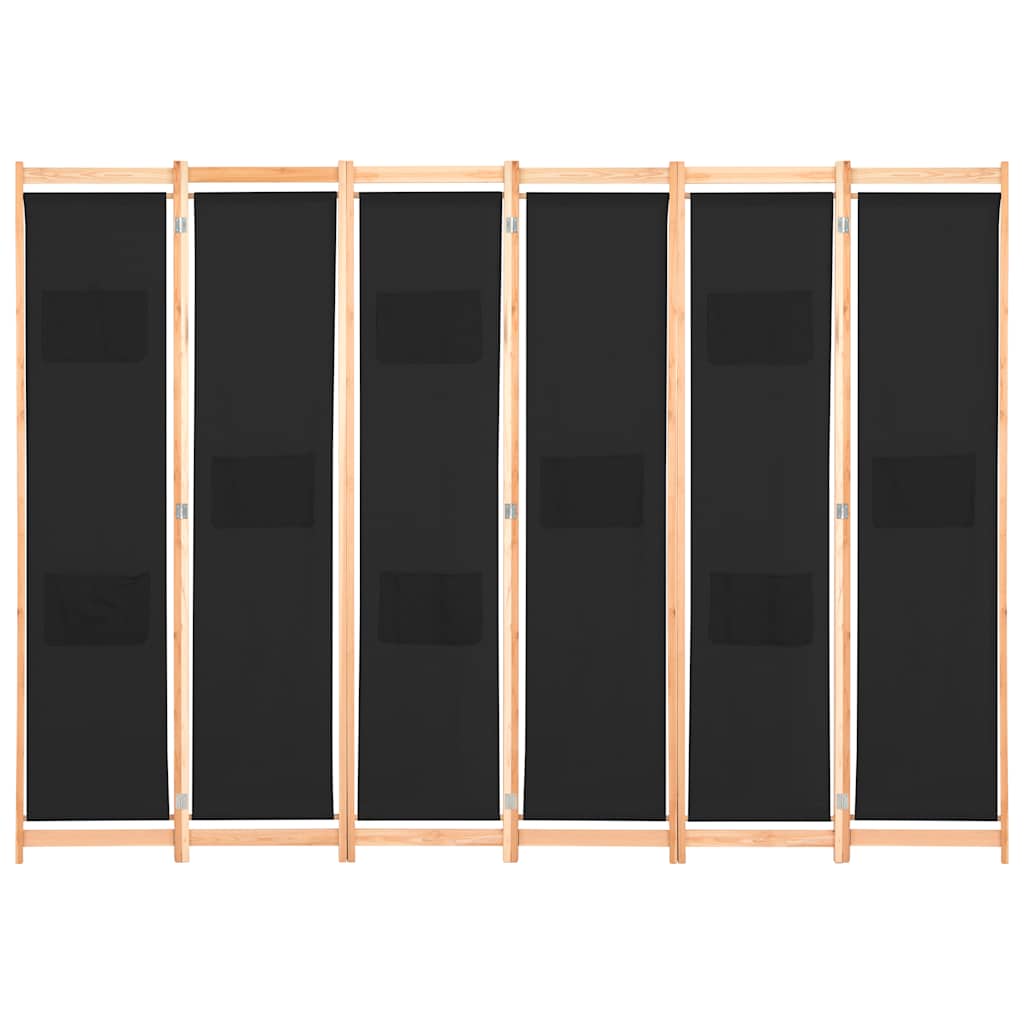 Divisorio a 6 Pannelli Nero 240x170x4 cm in Tessuto | homemem39