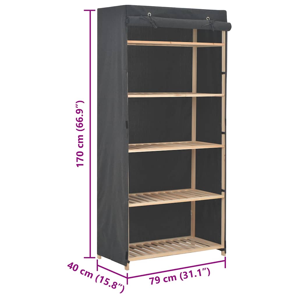 Armadio Grigio 79x40x170 cm in Tessuto | homemem39