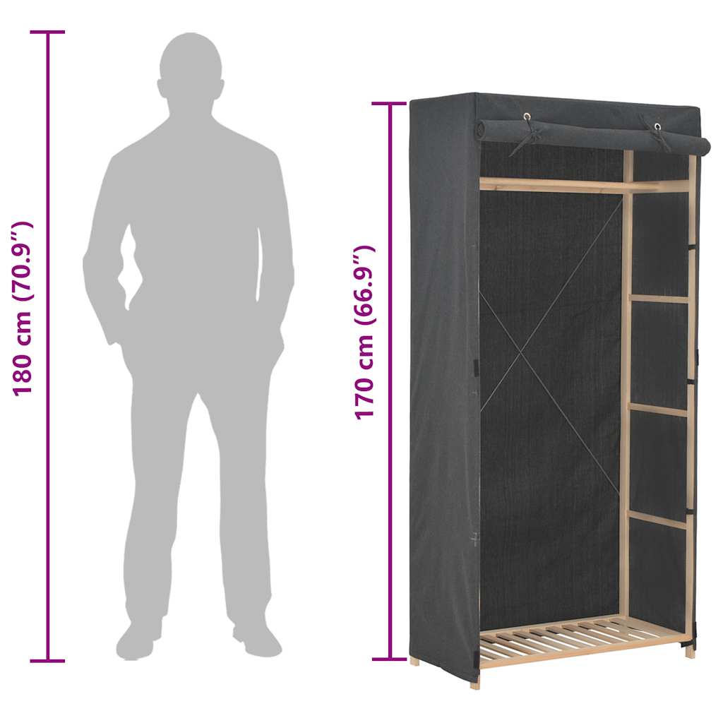 Armadio Grigio 79x40x170 cm in Tessuto