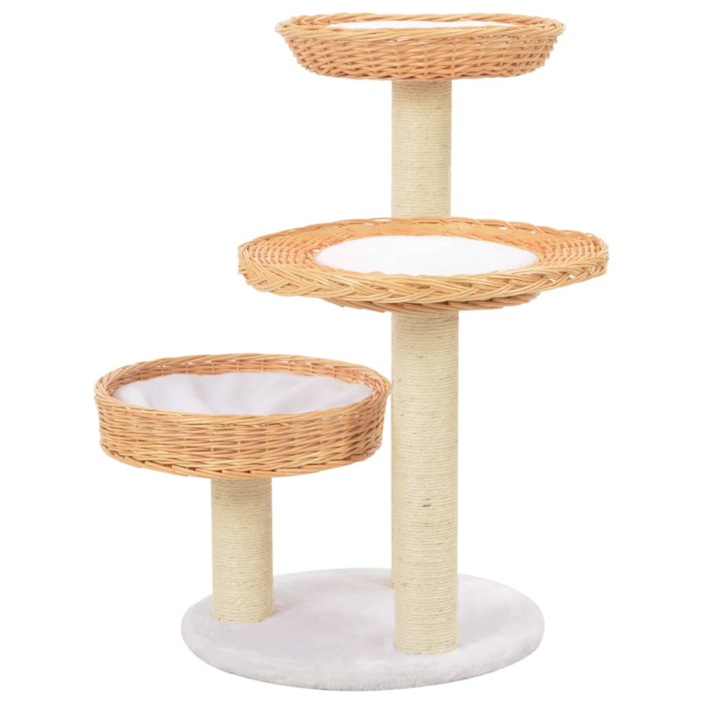 Albero per Gatti con Tiragraffi in Legno di Salice Naturale | homemem39
