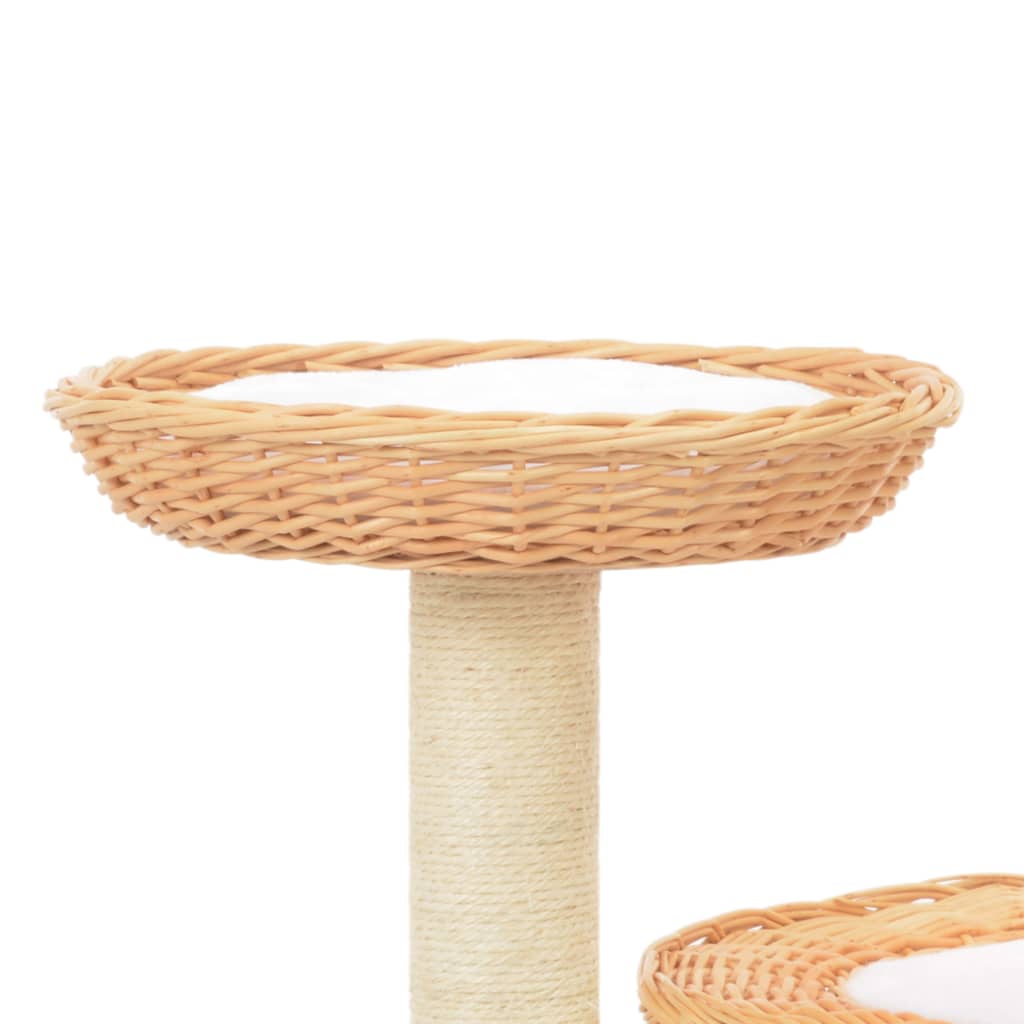 Albero per Gatti con Tiragraffi in Legno di Salice Naturale | homemem39