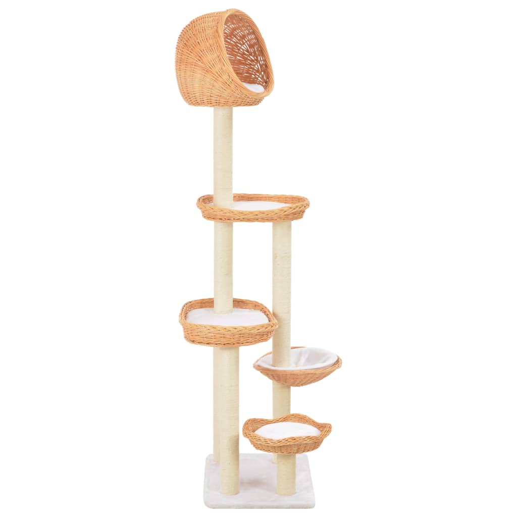 Albero per Gatti con Tiragraffi in Legno di Salice Naturale | homemem39