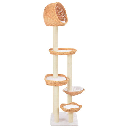 Albero per Gatti con Tiragraffi in Legno di Salice Naturale | homemem39