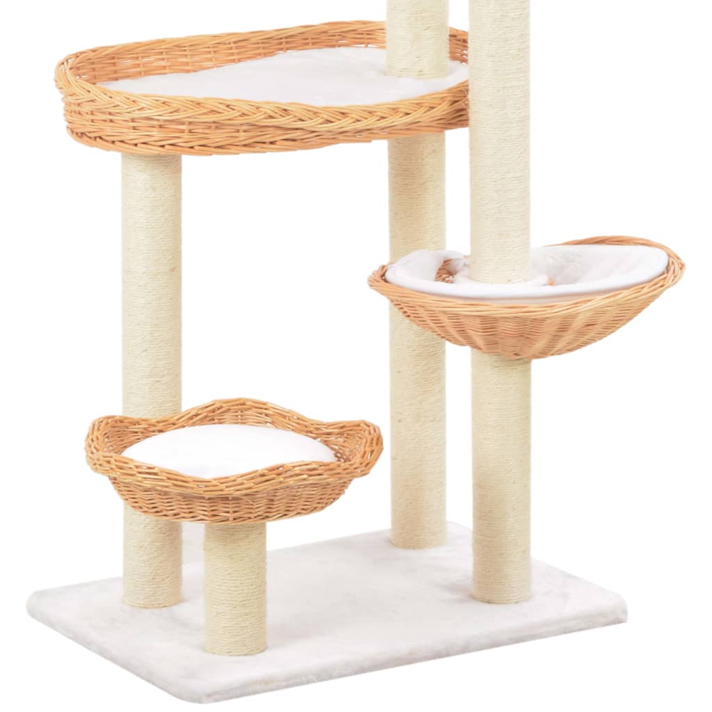 Albero per Gatti con Tiragraffi in Legno di Salice Naturale | homemem39