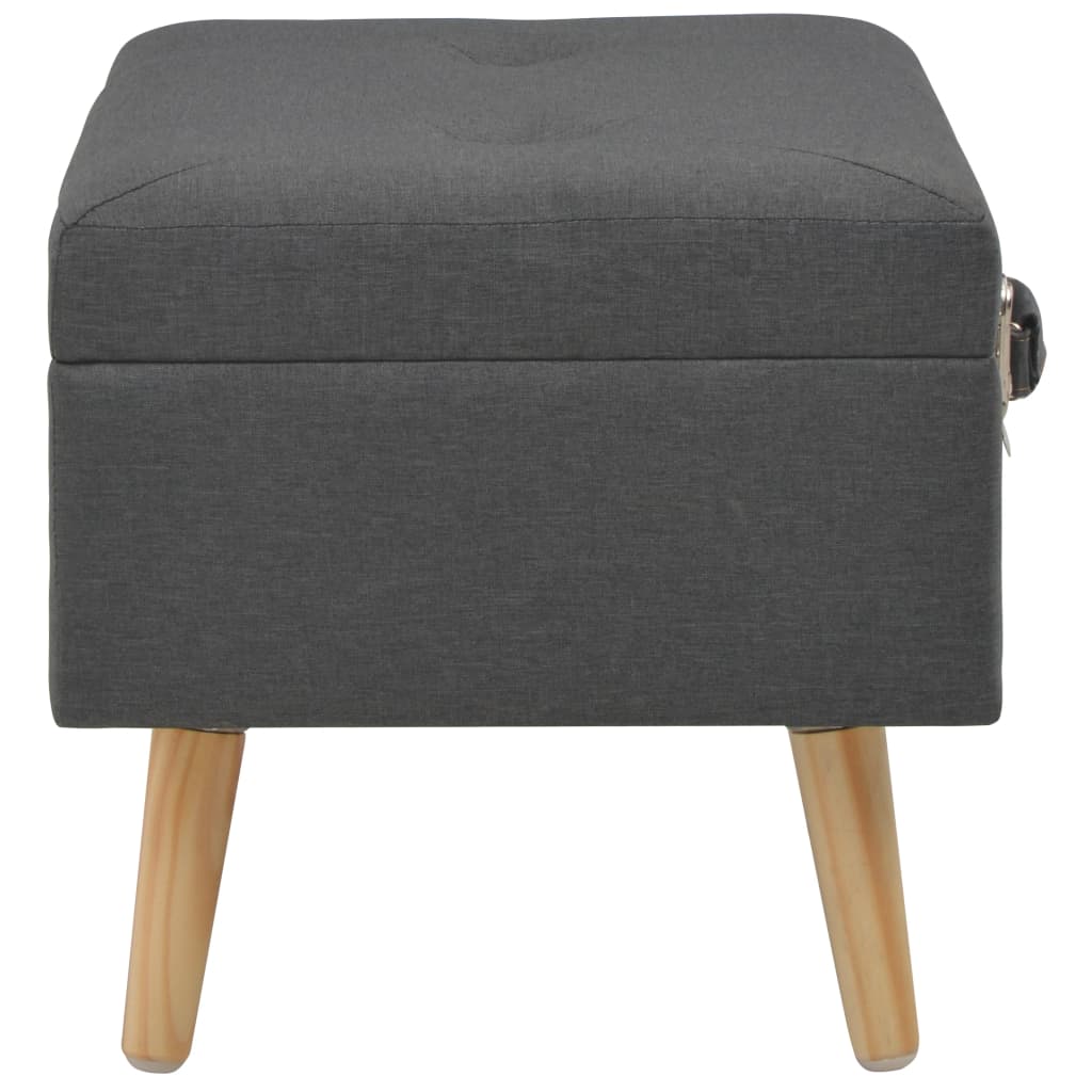 Sgabello con Contenitore 40 cm in Tessuto Grigio Scuro | homemem39