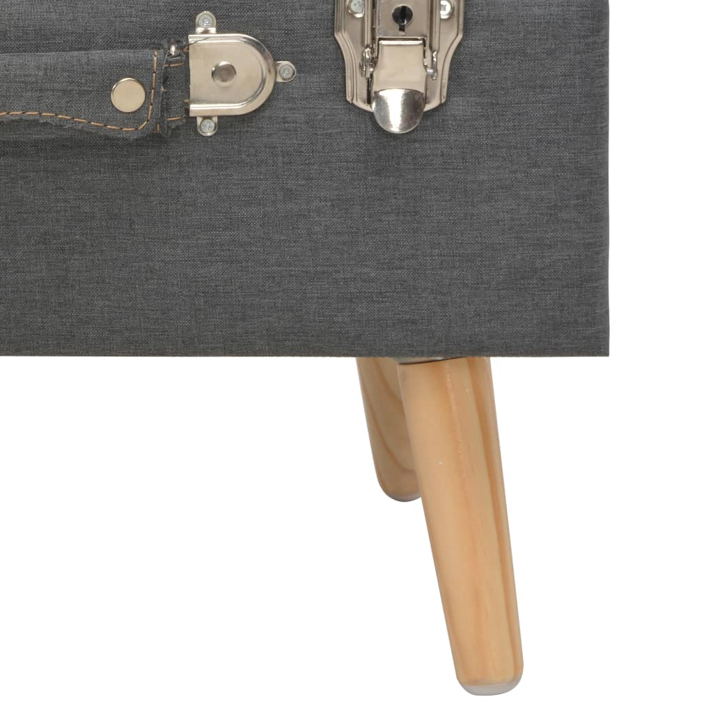 Sgabello con Contenitore 40 cm in Tessuto Grigio Scuro | homemem39