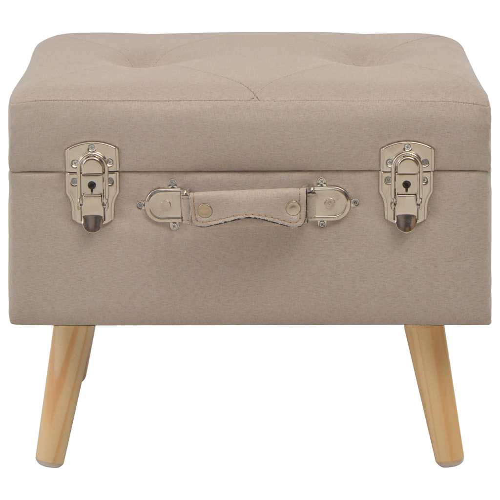 Sgabelli con Contenitore 3 pz in Tessuto Beige
