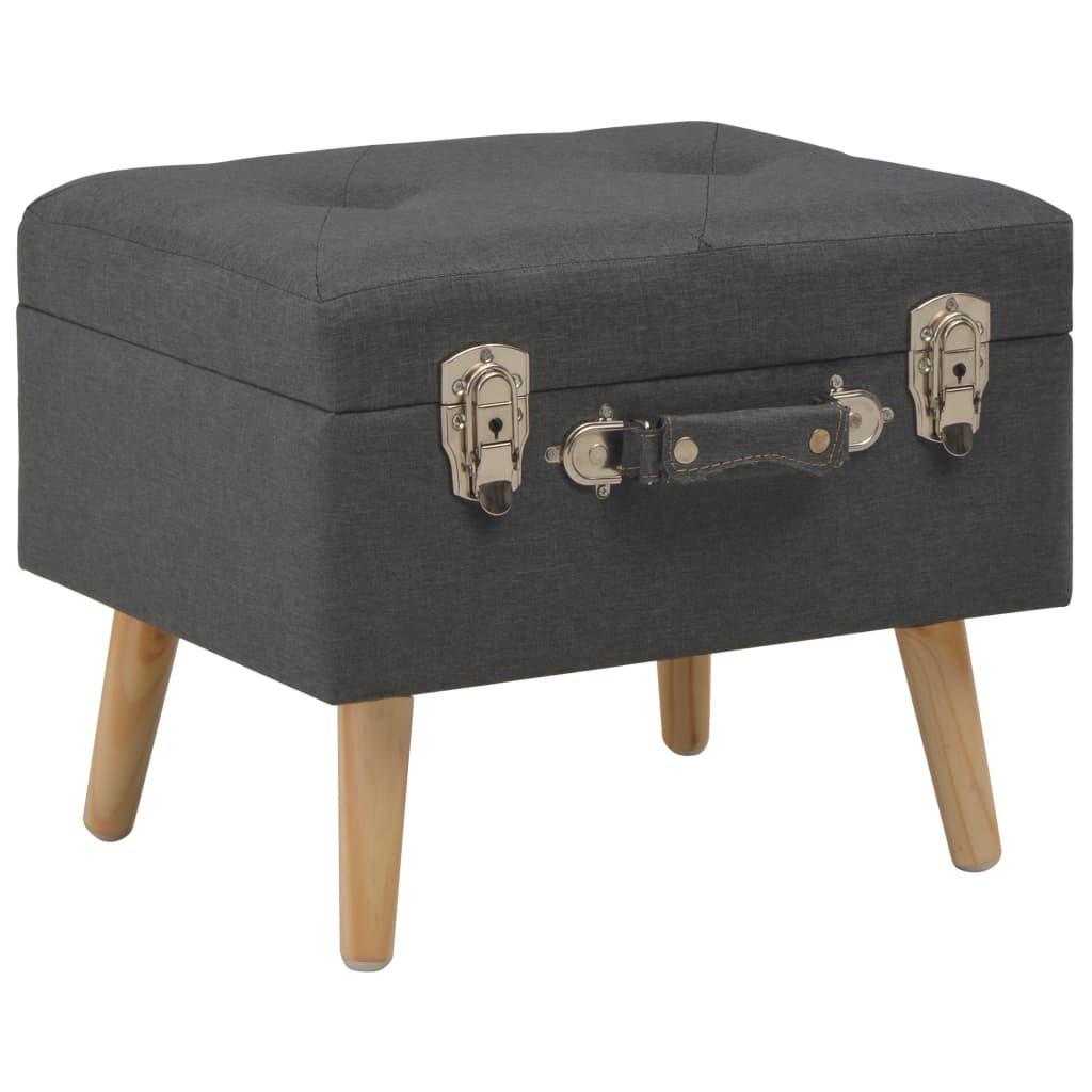 Sgabelli con Contenitore 3 pz in Tessuto Grigio Scuro | homemem39