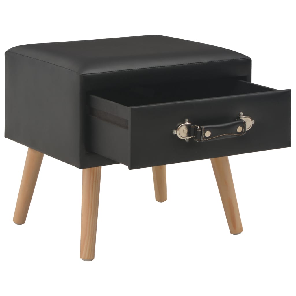 Comodino Nero 40x35x40 cm in Similpelle | homemem39