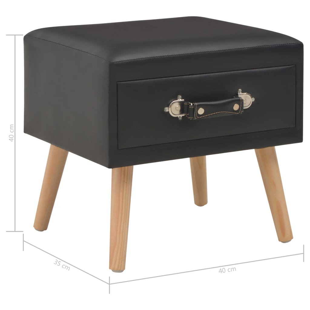 Comodino Nero 40x35x40 cm in Similpelle | homemem39