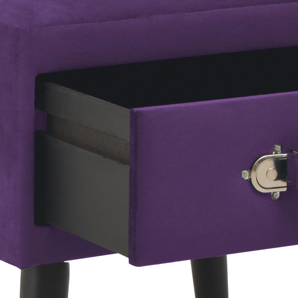 Comodino Viola Scuro 40x35x40 cm in Velluto | homemem39