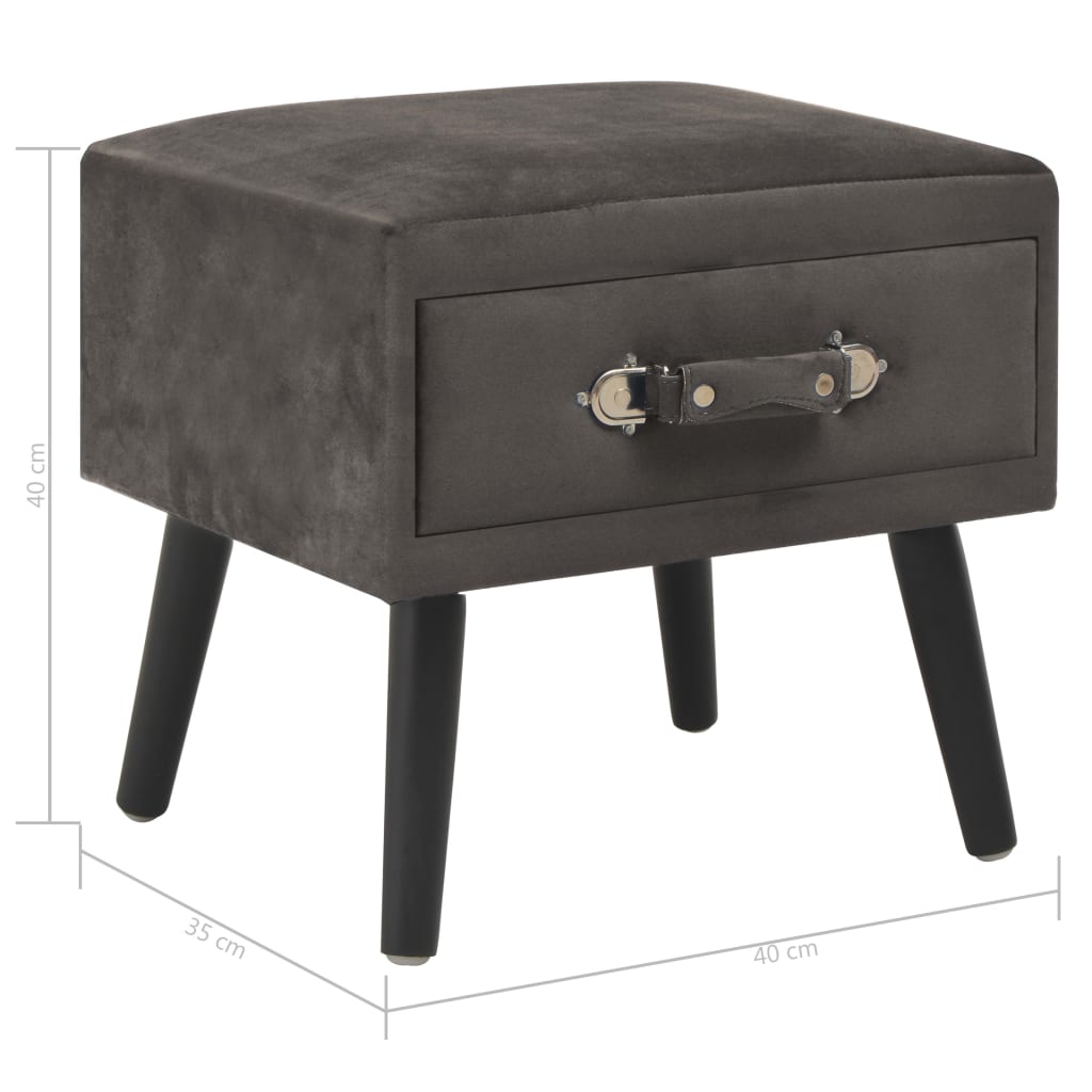 Comodino Grigio 40x35x40 cm in Velluto - homemem39