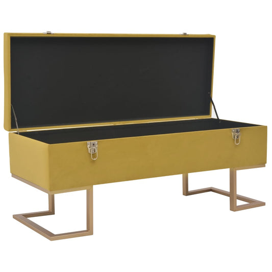 Panca con Vano Portaoggetti 105 cm Senape in Velluto - homemem39