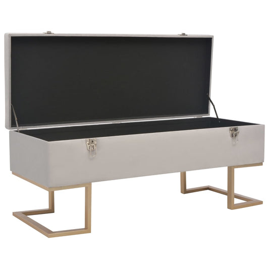 Panca con Vano Portaoggetti 105 cm Grigio in Velluto - homemem39