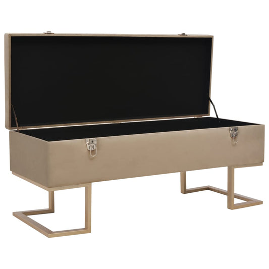 Panca con Vano Portaoggetti 105 cm Beige in Velluto - homemem39