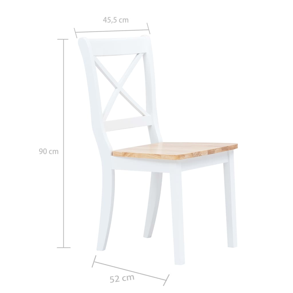 Sedie da Pranzo 4 pz Bianco e Naturale in Massello di Hevea | homemem39