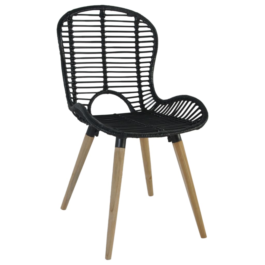Sedie da Pranzo 6 pz Nere in Rattan Naturale | homemem39