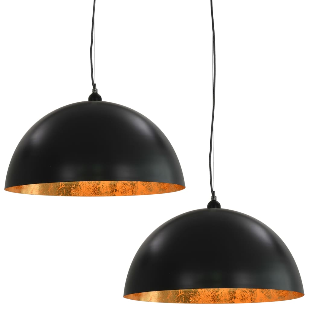 Lampadari 2 pz Nero e Oro Semi-Sferici 50 cm E27 - homemem39