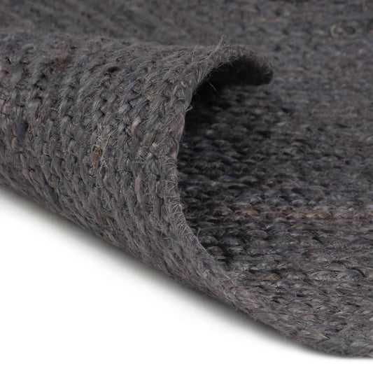 Tappeto Lavorato a Mano in Juta Rotondo 90 cm Grigio Scuro - homemem39