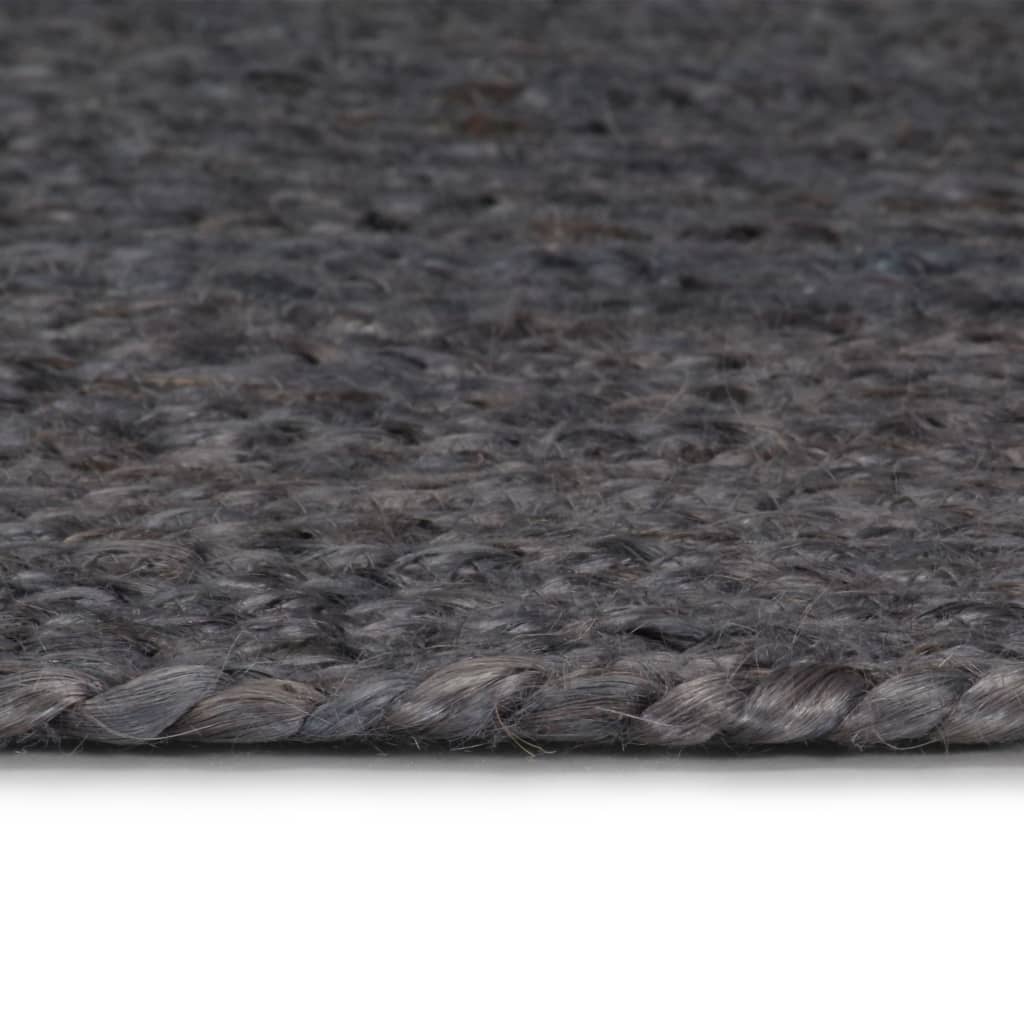 Tappeto Lavorato a Mano in Juta Rotondo 150 cm Grigio Scuro - homemem39